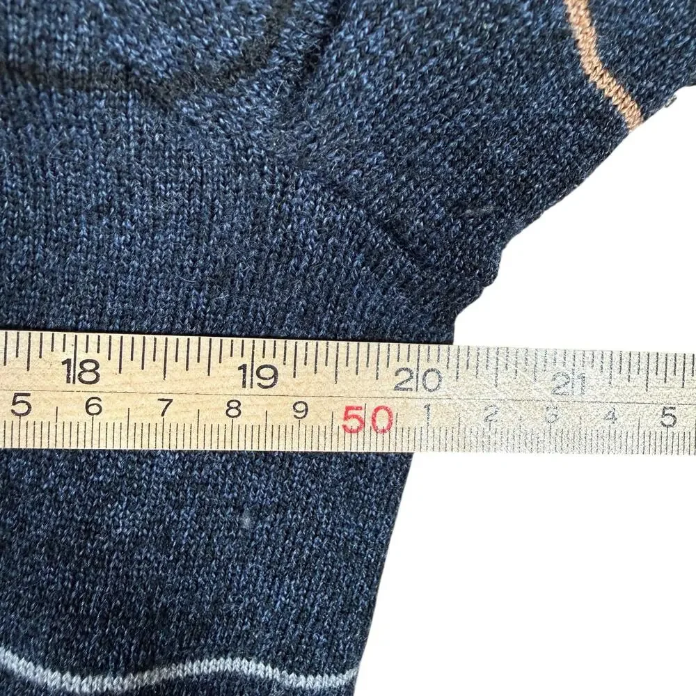 Banana Republic Merino Wool Sweater Men Large Blue Striped Crewneck Coastal Prep